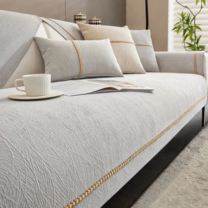 Stretch Sofa Slipcover with Textured Grip Backing and Machine Wash Care