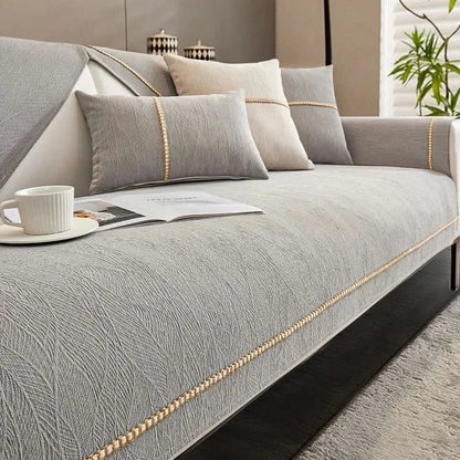 Stretch Sofa Slipcover with Textured Grip Backing and Machine Wash Care