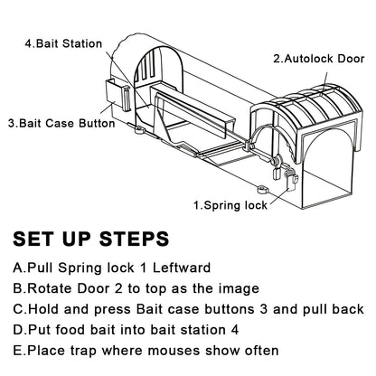 Reusable Mouse Catch Trap with Self Locking Door