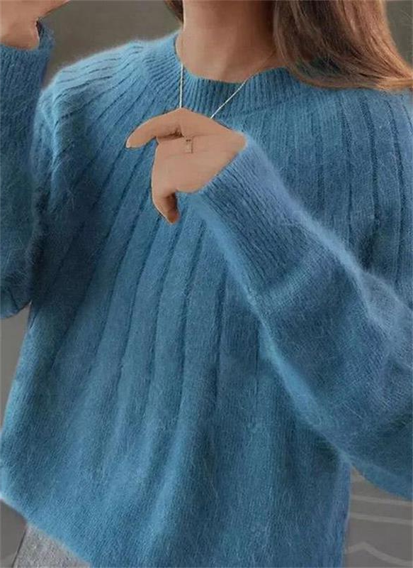 Womens Pullover Knit Sweater with Full Length Sleeves and Close Fit for Fall and Winter