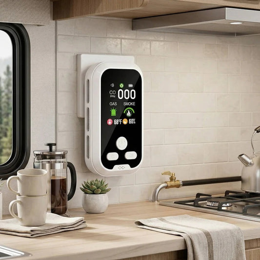 Rechargeable CO and Gas Detector with Smoke Alarm and LCD Display