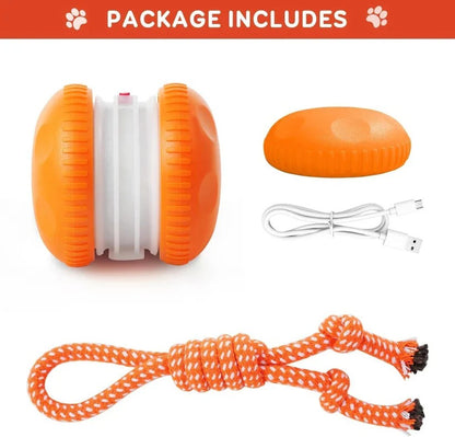 Automatic Rolling Ball Toy for Dogs with Rope, 2 Piece Set