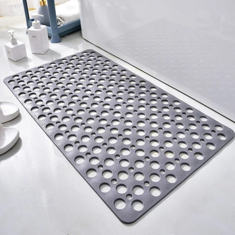 PVC Shower Mat with Suction Cup Base and Drainage Holes, 16x28 Inch