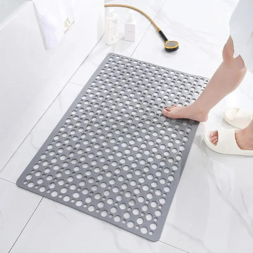 PVC Shower Mat with Suction Cup Base and Drainage Holes, 16x28 Inch