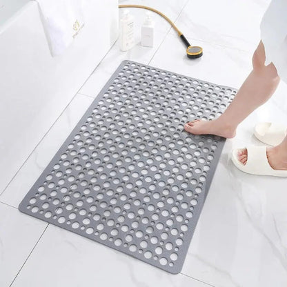 PVC Shower Mat with Suction Cup Base and Drainage Holes, 16x28 Inch