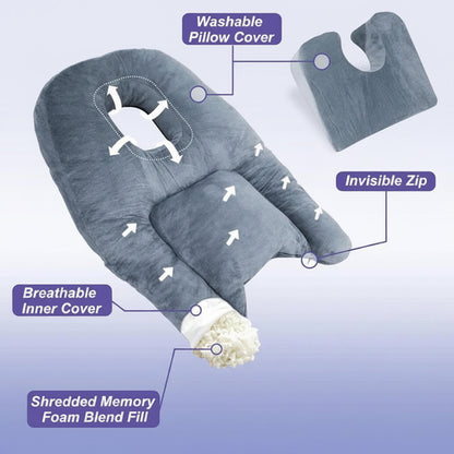 Face Down Support Pillow with Face Cavity Opening