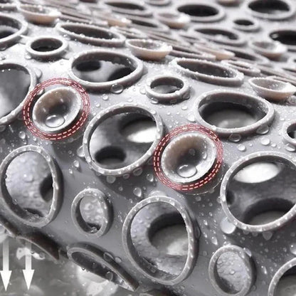 PVC Shower Mat with Suction Cup Base and Drainage Holes, 16x28 Inch