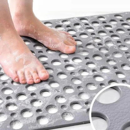 PVC Shower Mat with Suction Cup Base and Drainage Holes, 16x28 Inch