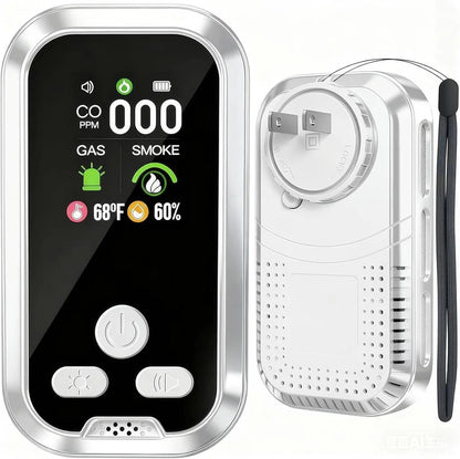 Rechargeable CO and Gas Detector with Smoke Alarm and LCD Display