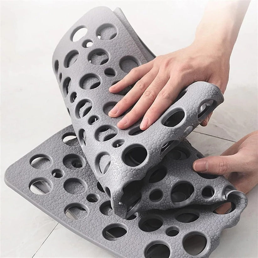 PVC Shower Mat with Suction Cup Base and Drainage Holes, 16x28 Inch