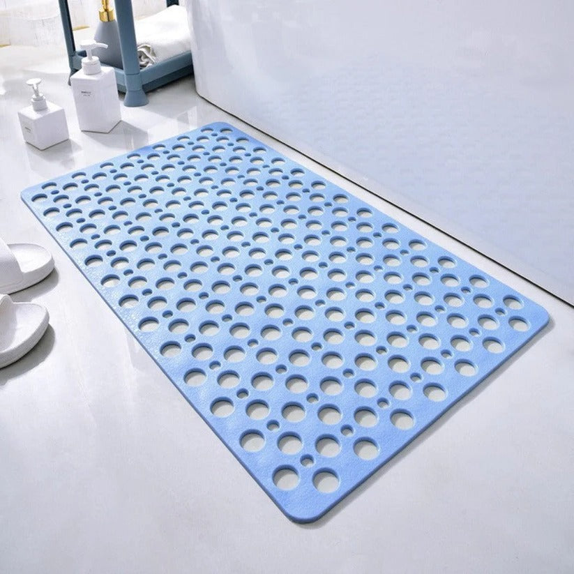 PVC Shower Mat with Suction Cup Base and Drainage Holes, 16x28 Inch