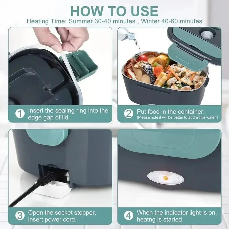 Plug-In Electric Heated Lunch Box with Insulated Container for Car Office and Travel Meals