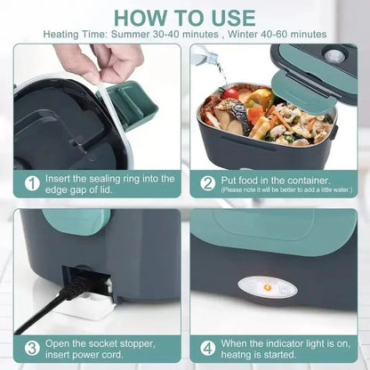Plug-In Electric Heated Lunch Box with Insulated Container for Car Office and Travel Meals