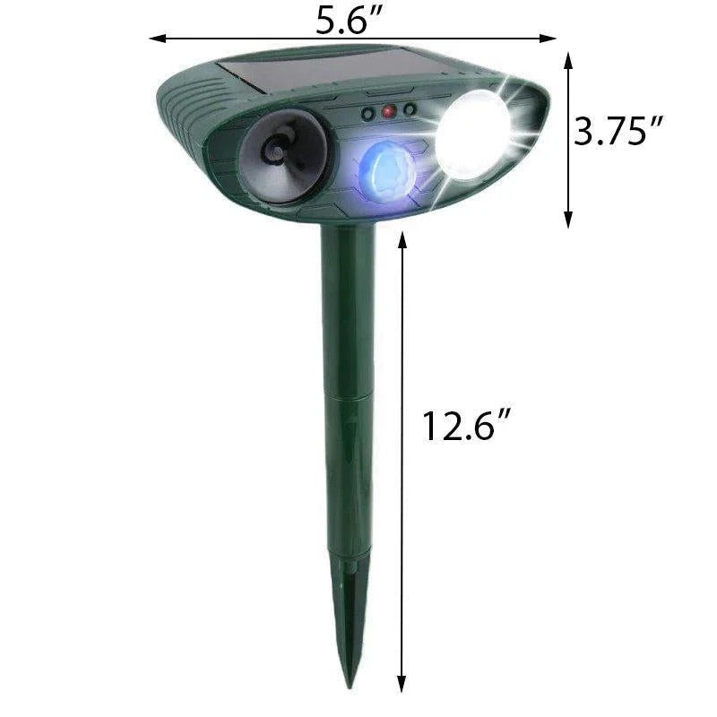 Motion Activated Ultrasonic Animal Repellent with Solar Power and Flashing Lights