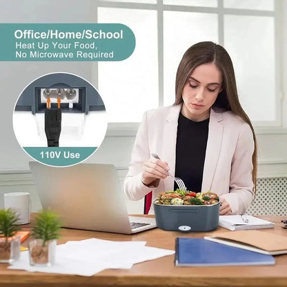 Plug-In Electric Heated Lunch Box with Insulated Container for Car Office and Travel Meals