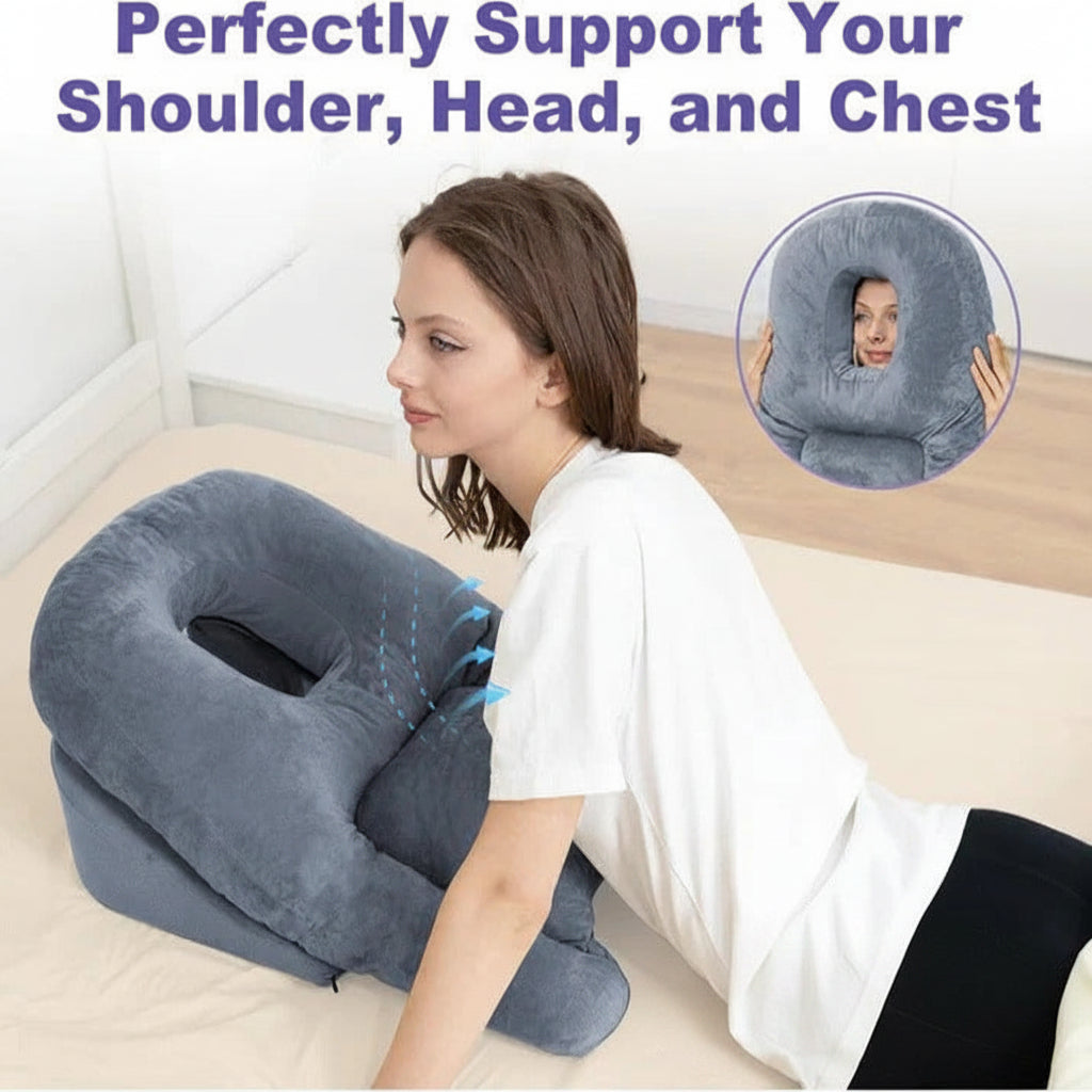 Face Down Support Pillow with Face Cavity Opening