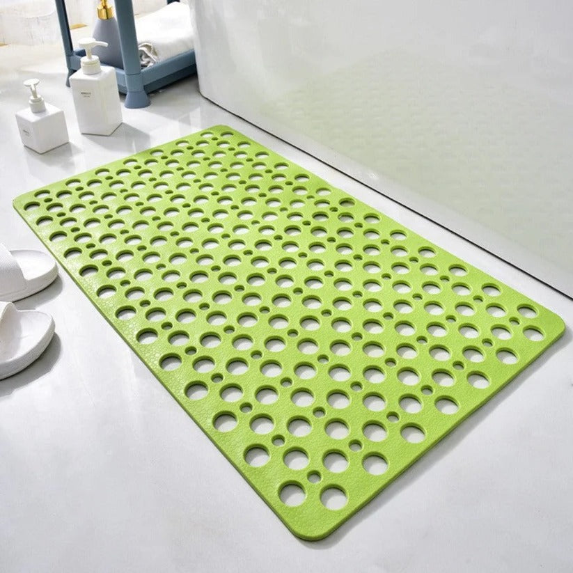 PVC Shower Mat with Suction Cup Base and Drainage Holes, 16x28 Inch