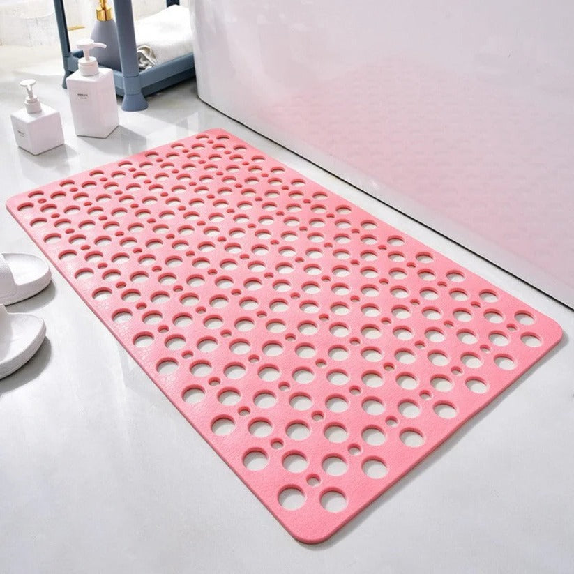 PVC Shower Mat with Suction Cup Base and Drainage Holes, 16x28 Inch
