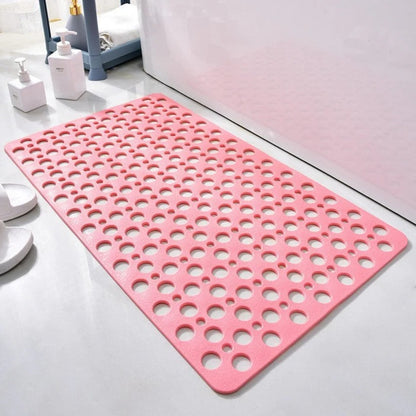 PVC Shower Mat with Suction Cup Base and Drainage Holes, 16x28 Inch