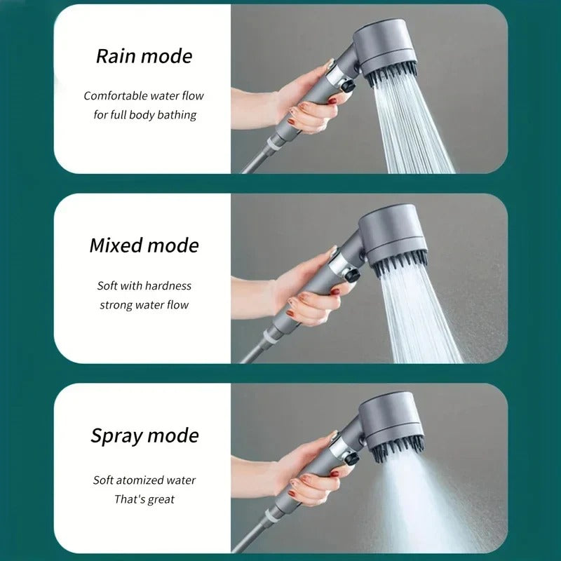 Filtered Adjustable Pressure Shower Head with Multiple Spray Modes