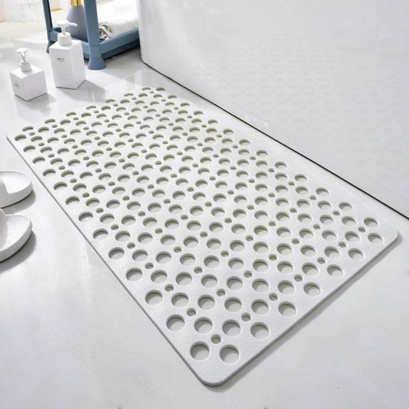 PVC Shower Mat with Suction Cup Base and Drainage Holes, 16x28 Inch
