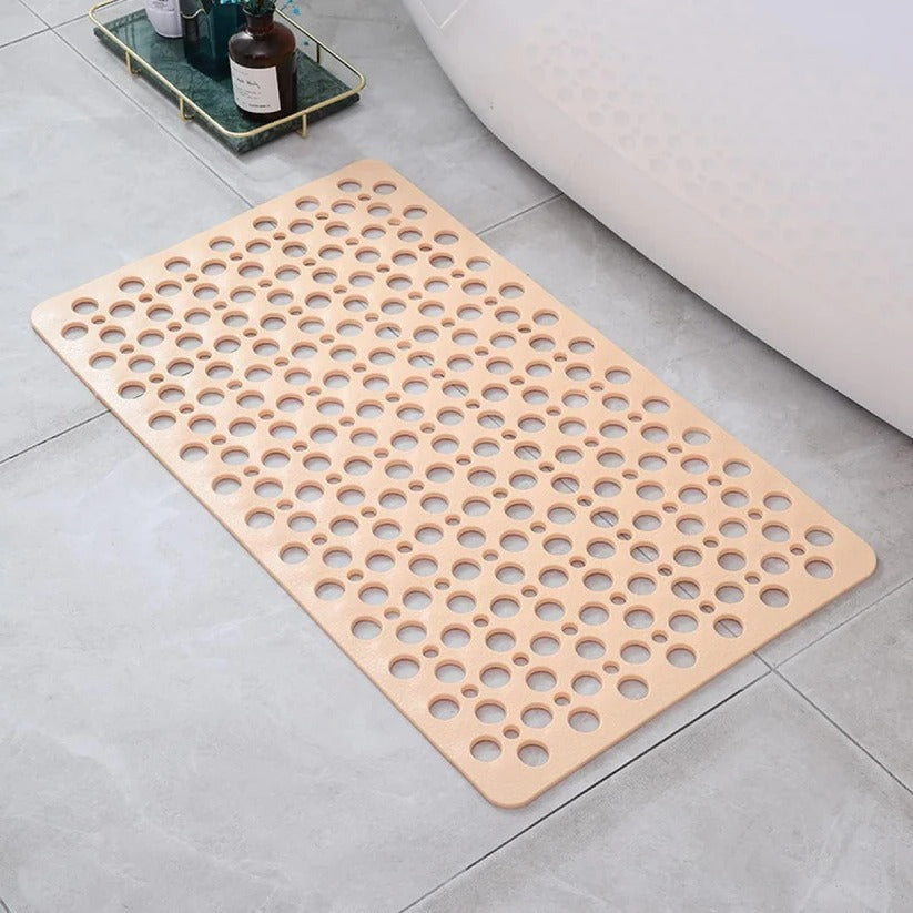 PVC Shower Mat with Suction Cup Base and Drainage Holes, 16x28 Inch