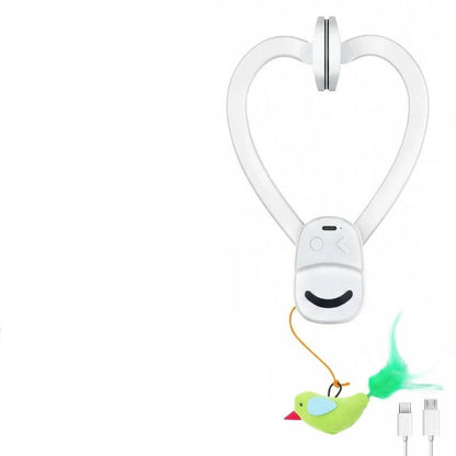 Automatic Rotating Feather Cat Toy with Clip Mount and Timer