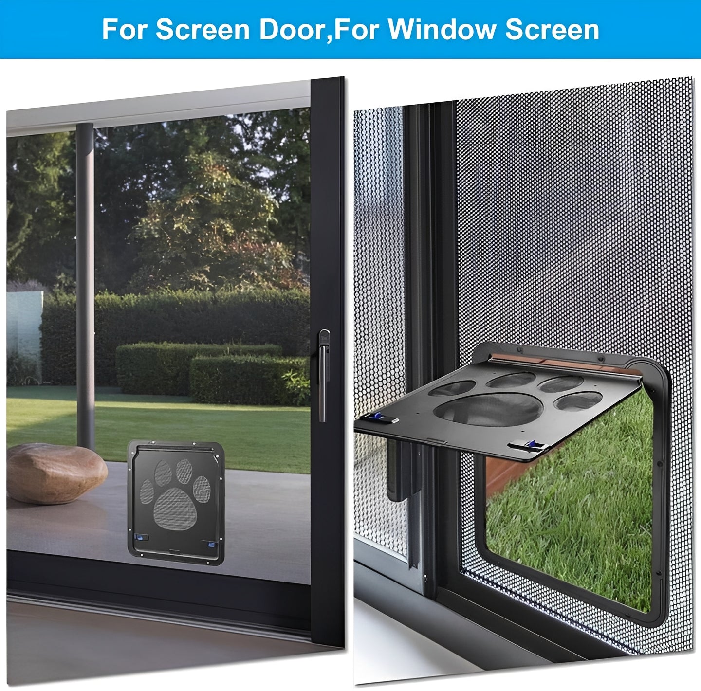 Pet Screen Door Insert with Mesh Flap for Dogs and Cats
