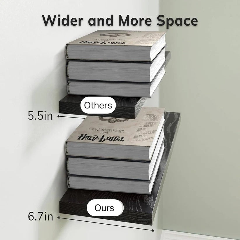 Rustic Wooden Wall Mounted Hanging Shelves for Bathroom and Bedroom Storage, Set of 3