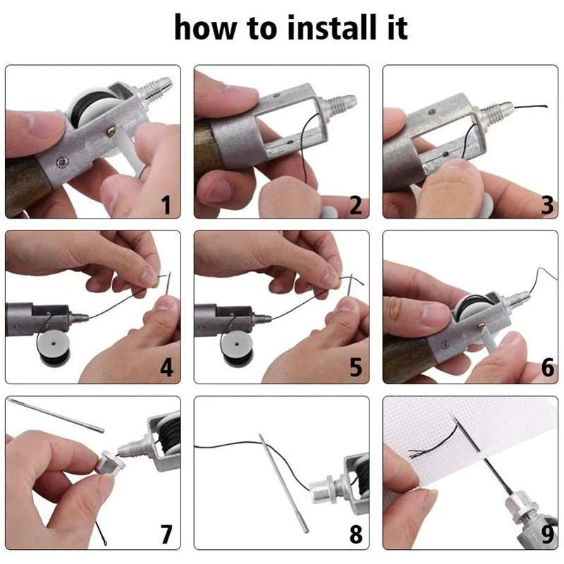 Leather Stitching Awl Set with Waxed Thread and Steel Needles for DIY Repair