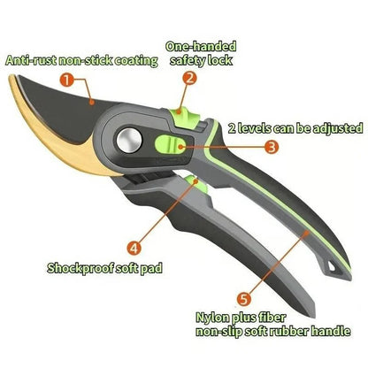 Steel Blade Pruning Shears with Ergonomic Grip for Easy Cutting
