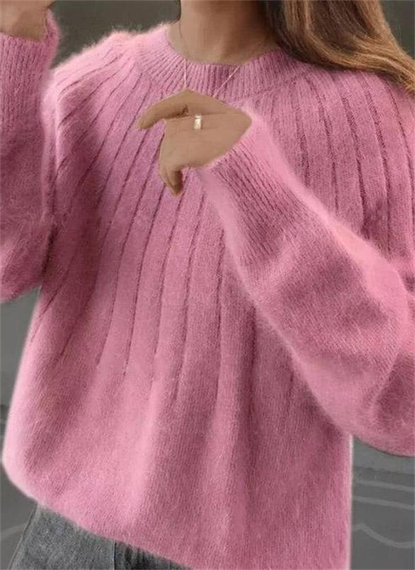 Womens Pullover Knit Sweater with Full Length Sleeves and Close Fit for Fall and Winter