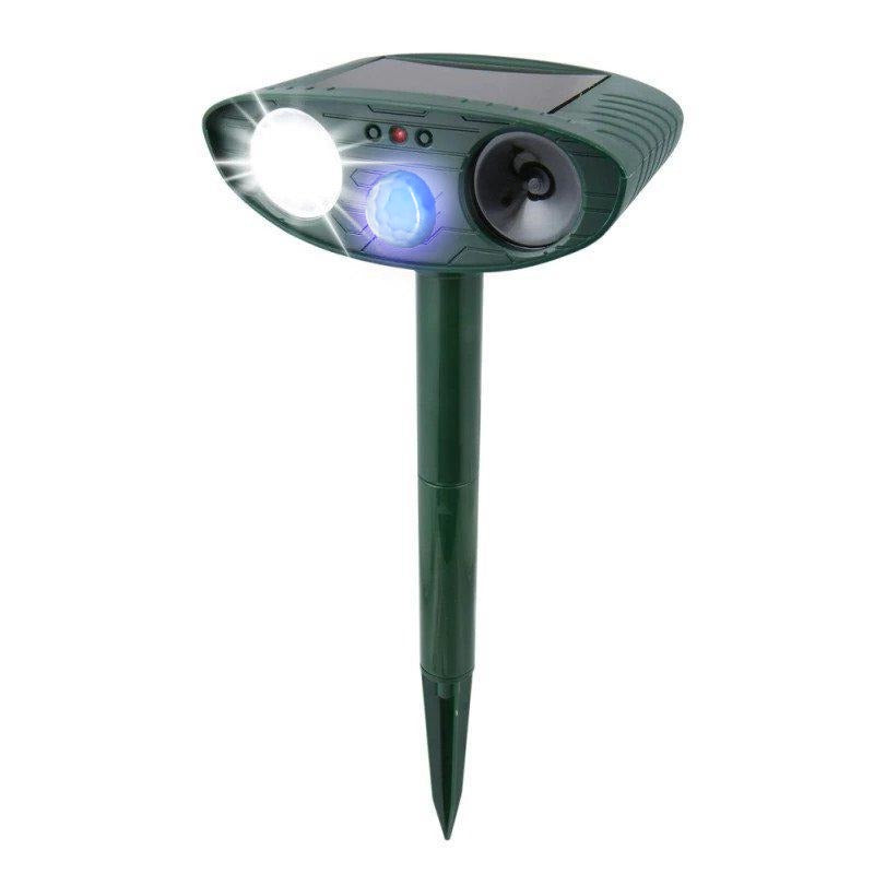 Motion Activated Ultrasonic Animal Repellent with Solar Power and Flashing Lights