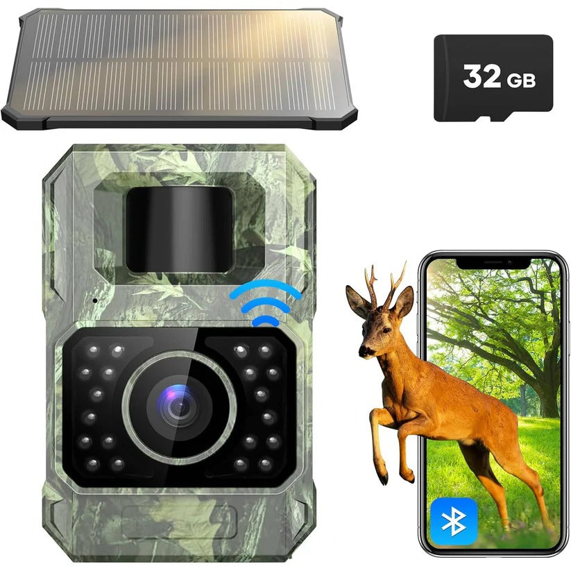 48MP Solar Powered Trail Camera with Night Vision and Wireless Connectivity