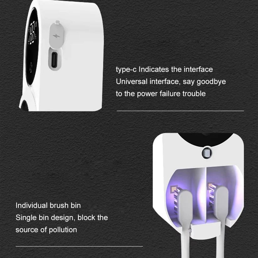 Wall Mount UV Toothbrush Holder with Touchless Sensor Organizer