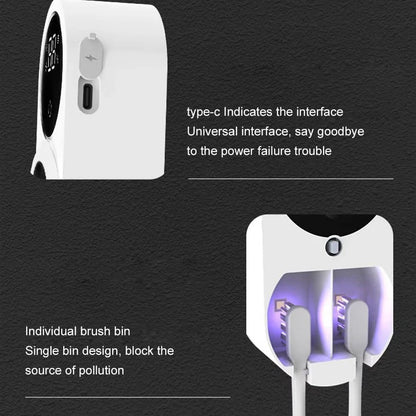 Wall Mount UV Toothbrush Holder with Touchless Sensor Organizer