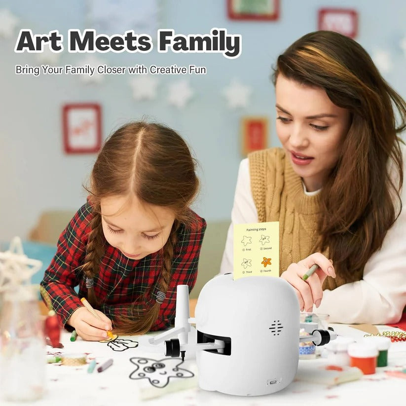 Voice Interactive Drawing Robot Art Toy with 150 Activity Cards for Kids