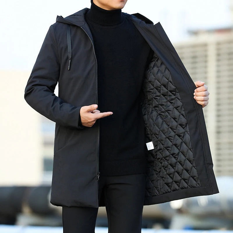 Waterproof Windproof Parka with Insulating Lining and Flexible Fit in Brown or Black