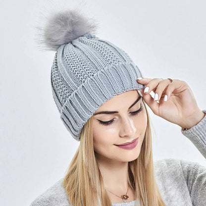 Silk Lined Pompom Beanie for Frizz Control and Static Free Hair