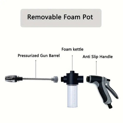 Stainless Steel Garden Hose Nozzle with Long Handle and Spray Modes