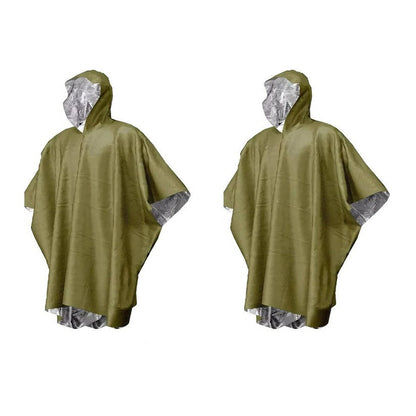 Unisex Reversible Rain Poncho Set for Hiking and Outdoor Use, Pack of 2