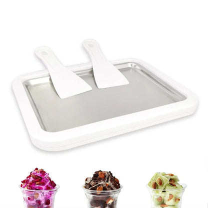 Manual Ice Cream Rolling Plate with Stainless Steel Surface