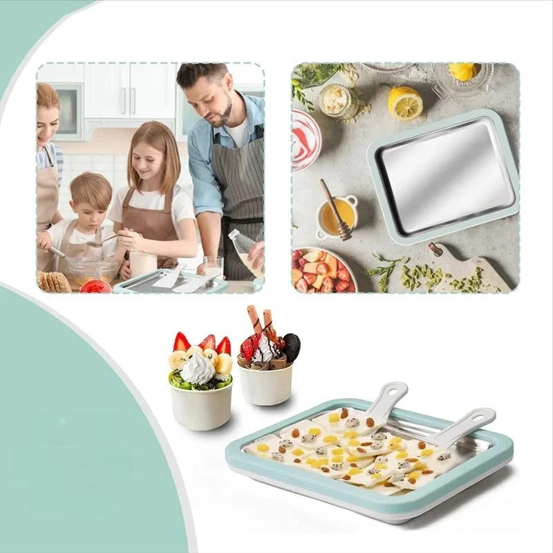 Manual Ice Cream Rolling Plate with Stainless Steel Surface
