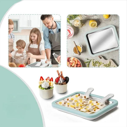 Manual Ice Cream Rolling Plate with Stainless Steel Surface
