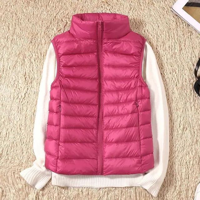 Womens Ultralight Vest with a Streamlined Fit for Layering Over Shirts and Sweaters in Twelve Colors