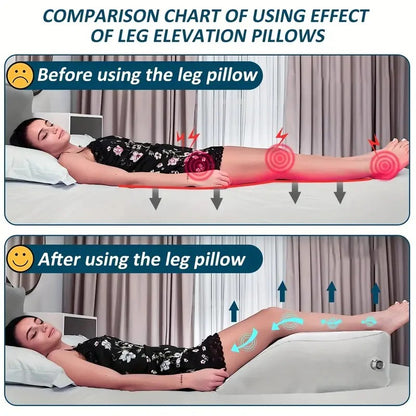 Inflatable Leg Rest Pillow with Adjustable Elevation and Storage