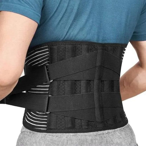 Adjustable Lumbar Support Belt Wrap with Dual Metal Spring Stabilizers