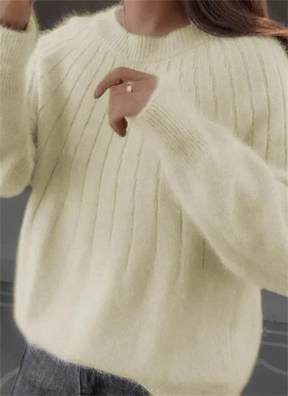 Womens Pullover Knit Sweater with Full Length Sleeves and Close Fit for Fall and Winter