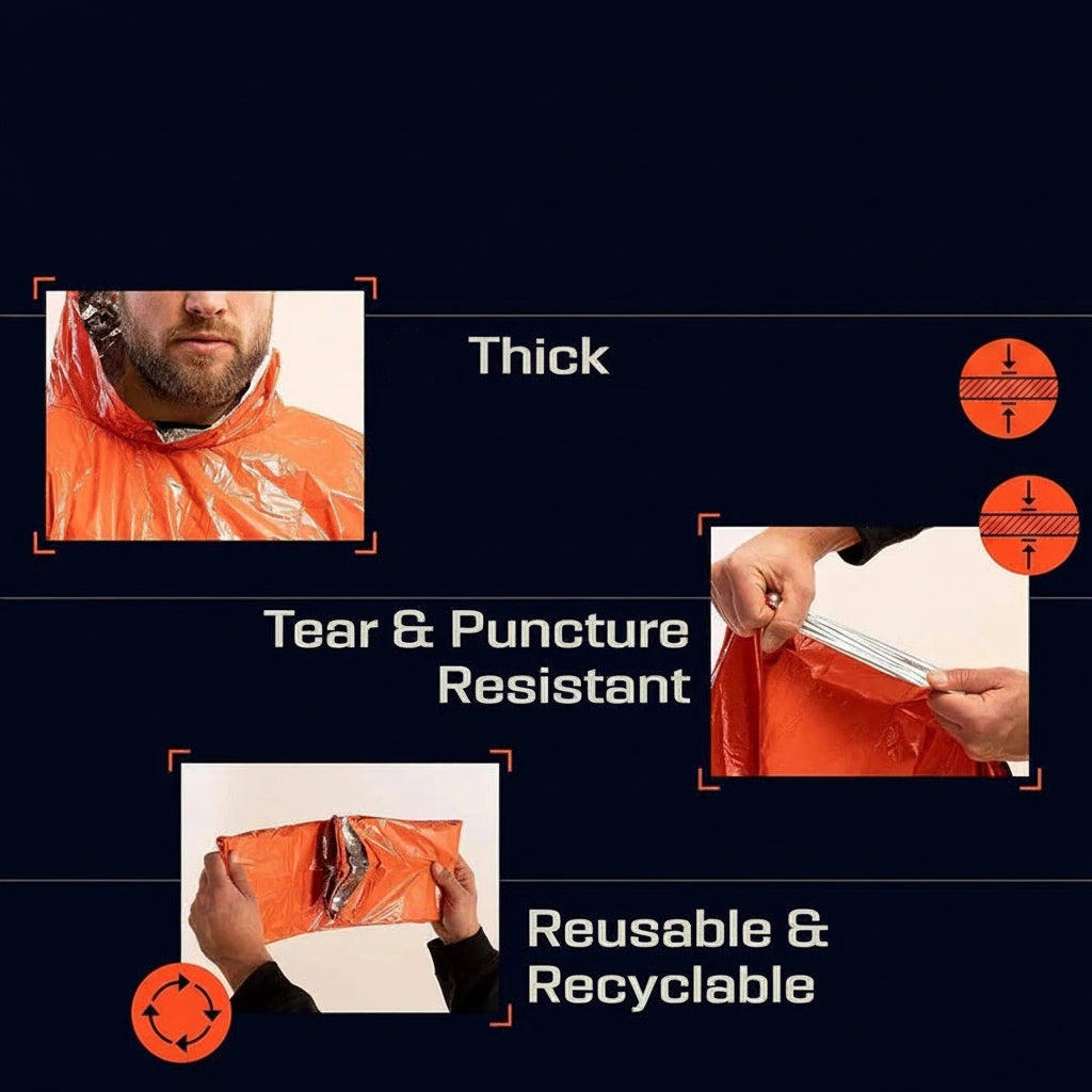 Unisex Reversible Rain Poncho Set for Hiking and Outdoor Use, Pack of 2