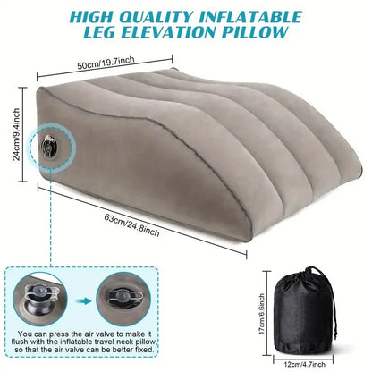 Inflatable Leg Rest Pillow with Adjustable Elevation and Storage